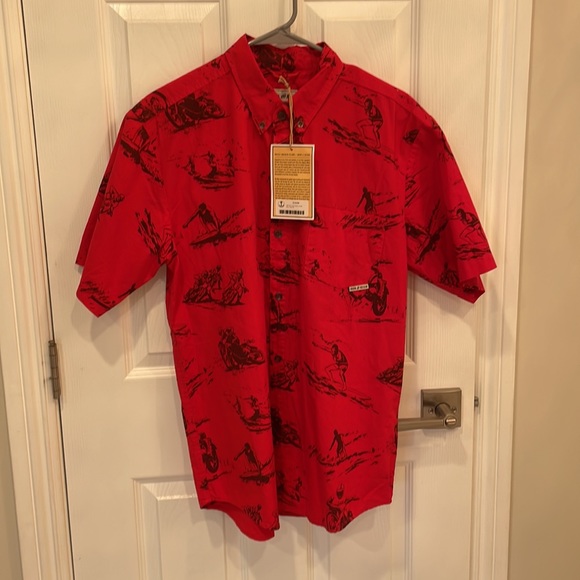 iron and resin Shirts Iron And Resin Made In The Usa Hawaiian Moto Print Button Down Shirt